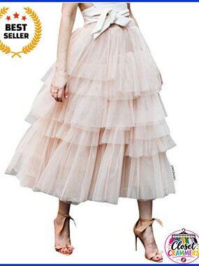 Tiered Layered Mesh Ballet Prom Party Tulle Tutu A-Line Midi Skirt